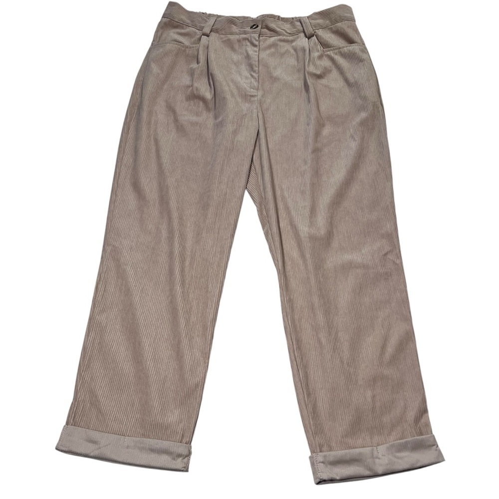 NiMin Women’s High Waist Pleated‎ Slouchy Corduroy Cuffed Hem Pants Size 2XL NWT